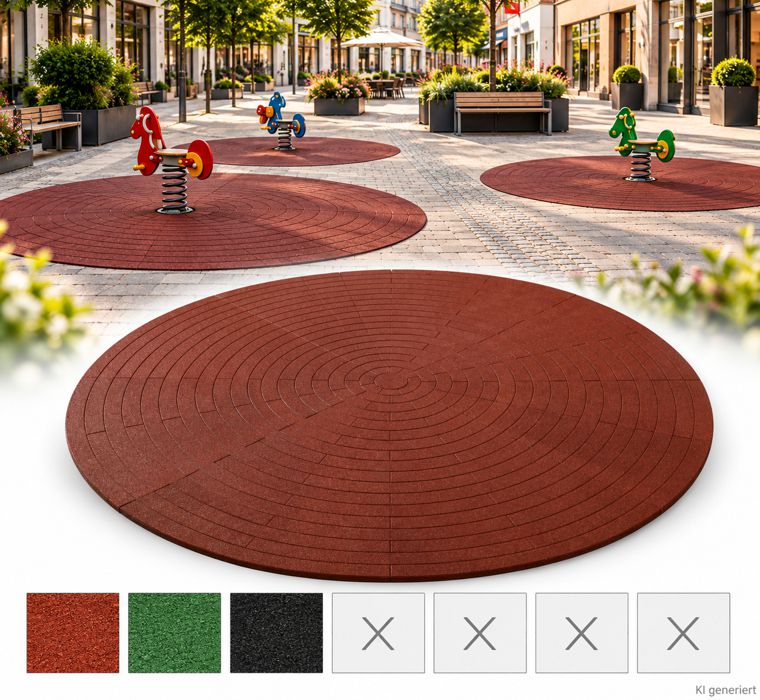 Rubber edgings in red, green, and black